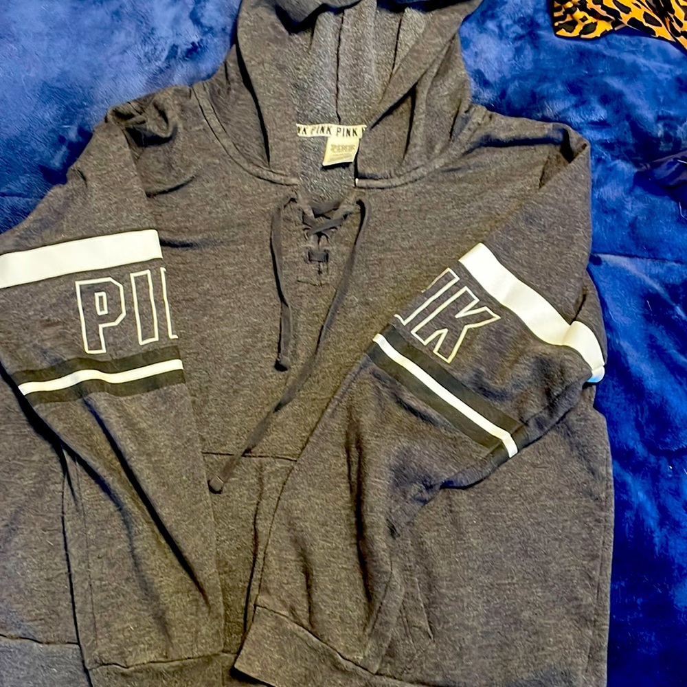 Pink Lg lace up sweatshirt